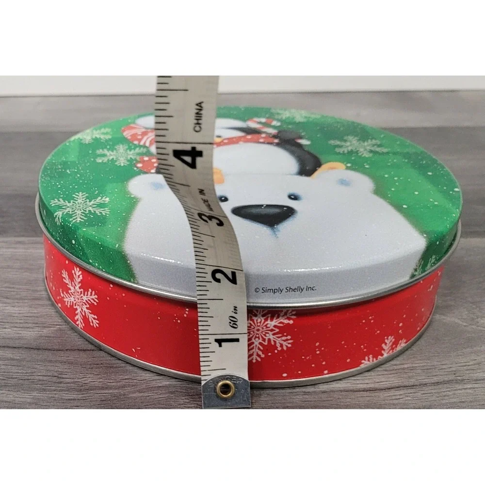 Penguin/Polar Bear Winter/Holiday Tin - Empty 6 1/2 inch (Simply Shelly Inc)